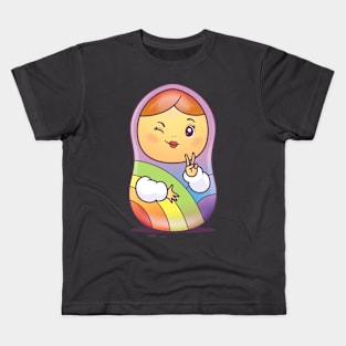 Rainbow Matryoshka Doll Kids T-Shirt